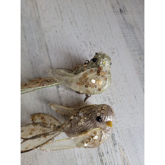 Clip on glitter bird long tail ornament Xmas set unique - Picture 6 of 9